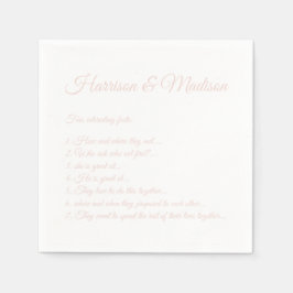 Guardanapo De Papel Nomes de Script de Casamento Fatos de Divertimento
