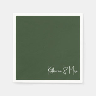 Guardanapo De Papel Nomes de Script Verde Florestal Cocktail