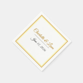 Guardanapo De Papel Nomes e Data de Casamento Minimalista Elegante Per