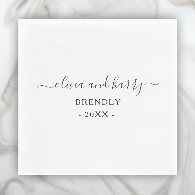 Guardanapo De Papel Nomes Elegantes Papel de Casamento Napkins (Personalize with Your Custom Names in Stylish Elegant Script.)