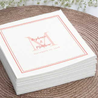 Guardanapo De Papel Nomes Modernos de Casamento Monograma de Data Cock