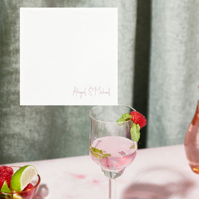 Guardanapo De Papel Nomes Personalizados Cocktail de Casamento Branco  (Criador carregado)