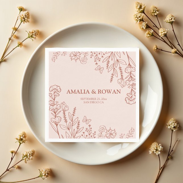 Guardanapo De Papel Nomes Personalizados De Casamento De Flores De Pra (Criador carregado)