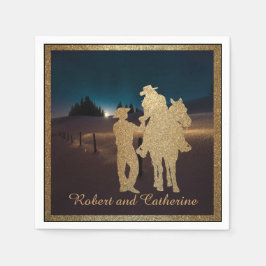 Guardanapo De Papel Nomes Personalizados De Cowboy De Casamento Ociden