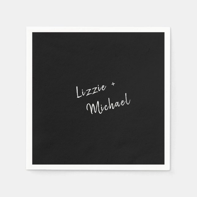 Guardanapo De Papel Nomes Personalizados Pretos Simples Contemporâneos (Frente)