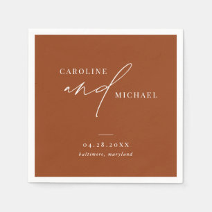 Guardanapo De Papel Nomes Simples de Script Moderno Boho Brown Casamen