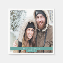 Guardanapo De Papel Nomes verdes de fotos de casamento