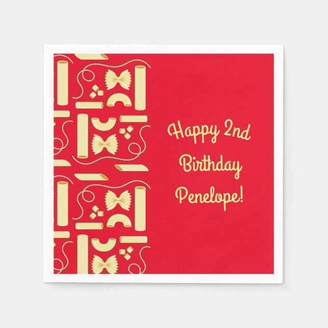 Guardanapo De Papel Noodles Pasta Kid Party - primeiro aniversario Ita (Frente)