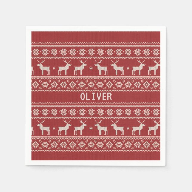 Guardanapo De Papel Nordic Reindeer Christmas Personalized  (Frente)