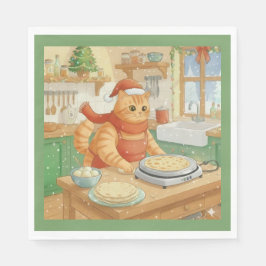 Guardanapo De Papel Norwegian Cat Making Christmas Lefse, Napkins