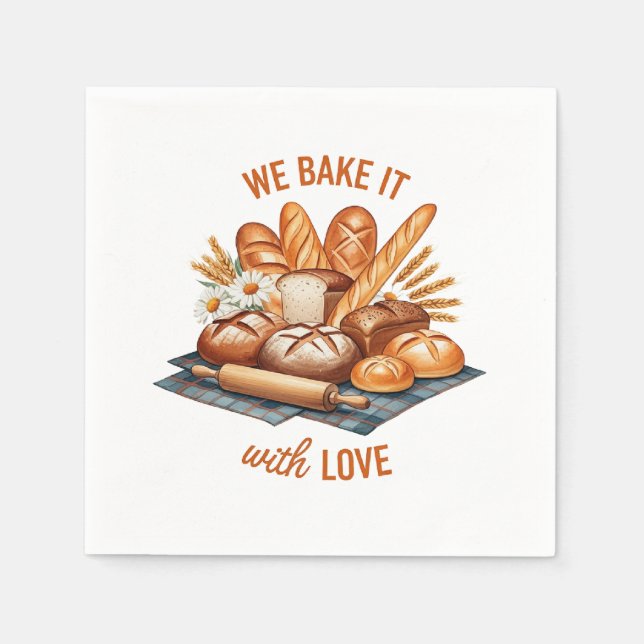 Guardanapo De Papel Nós A Assar Com Amor - Pão Artisan (Frente)
