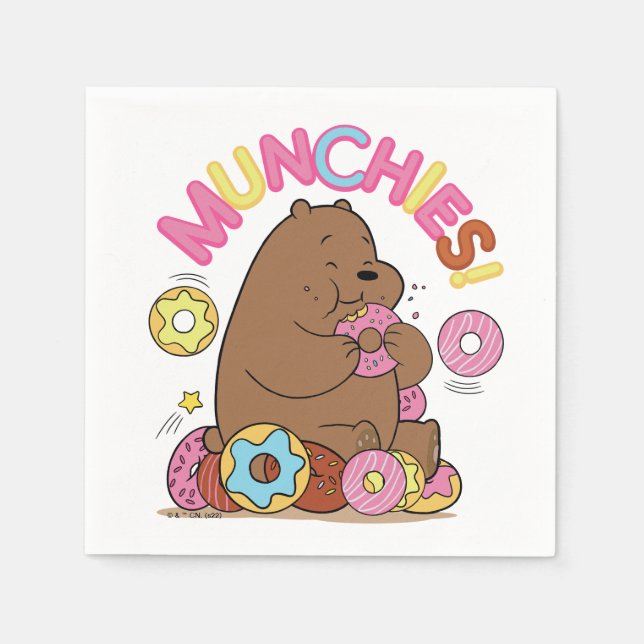 Guardanapo De Papel Nós Bare Bears - Grizz Rosquinha Munchies! (Frente)
