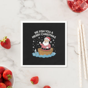 Guardanapo De Papel Nós Pescamos Um Natal Feliz Pescador Pescando