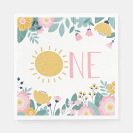 Guardanapo De Papel Nossa Pequena Floral de Sunshine, Listras Rosa de