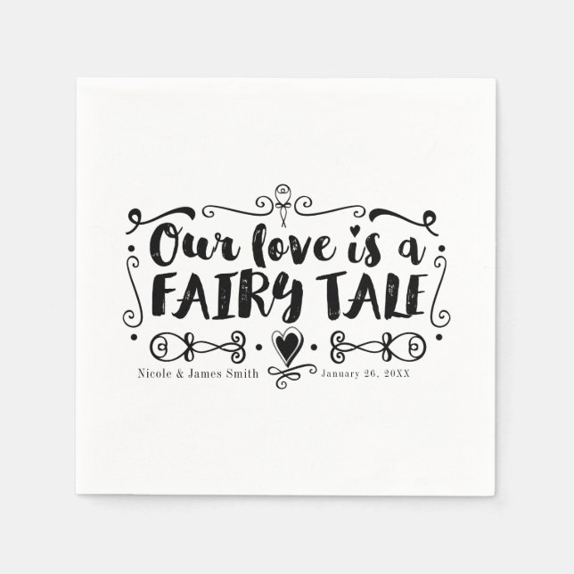Guardanapo De Papel NOSSO AMOR É UM CONTOS DE FADAS Casamento Chic Per (Frente)