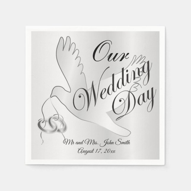 Guardanapo De Papel Nosso Dia de Casamento - Doves de Casamento (Frente)