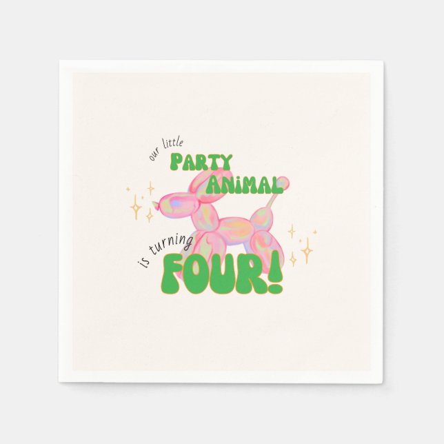 Guardanapo De Papel Nosso Pequeno Balão de Festa - Quarto Aniversário (Frente)