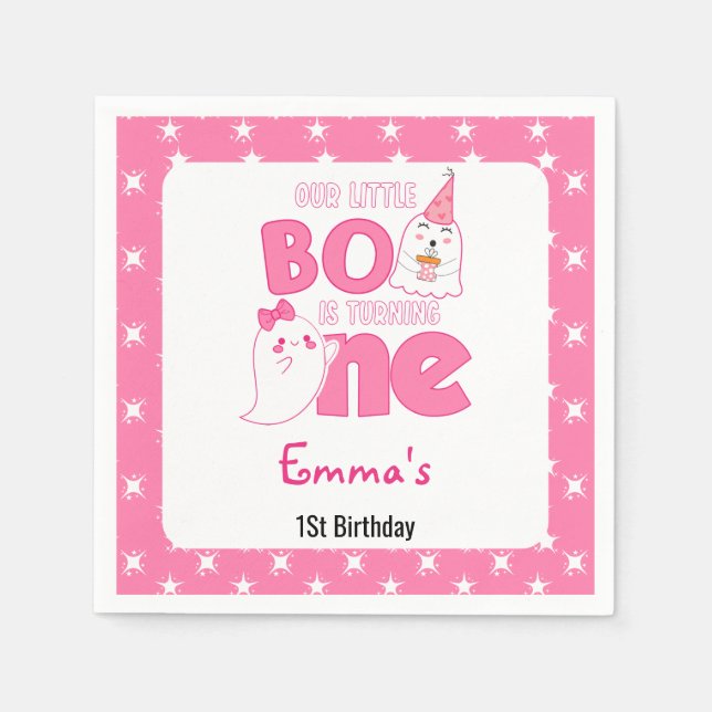 Guardanapo De Papel Nosso Pequeno Boo Virando Um, primeiro aniversario (Frente)
