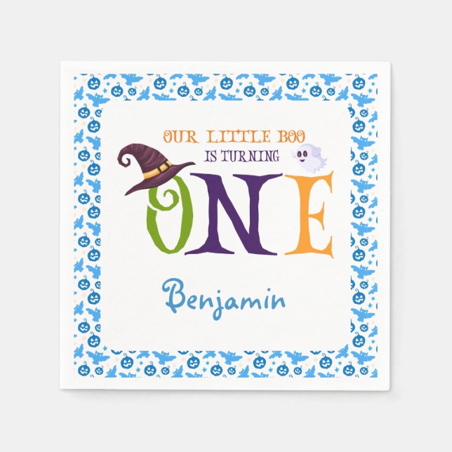 Guardanapo De Papel Nosso Pequeno Boo Virando Um, primeiro aniversario (Frente)