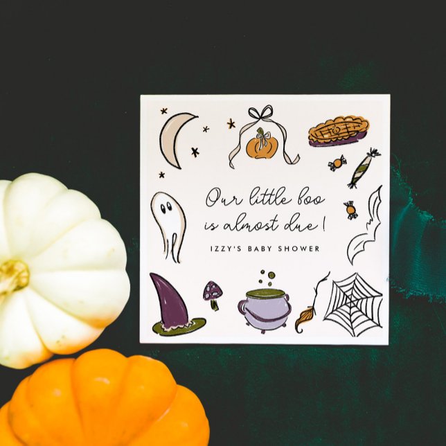 Guardanapo De Papel Nosso pequeno Chá de fraldas de Halloween Quase De (Our Little Boo is Almost Due Halloween Baby Shower Personalized Napkins)