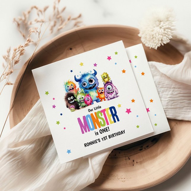 Guardanapo De Papel Nosso Pequeno primeiro aniversario Monstro (Criador carregado)