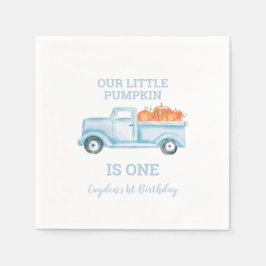 Guardanapo De Papel Nosso Pequeno Pumpkin azul leve primeiro aniversár