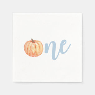 Guardanapo De Papel Nosso Pequeno Pumpkin Um pastel azul primeiro aniv