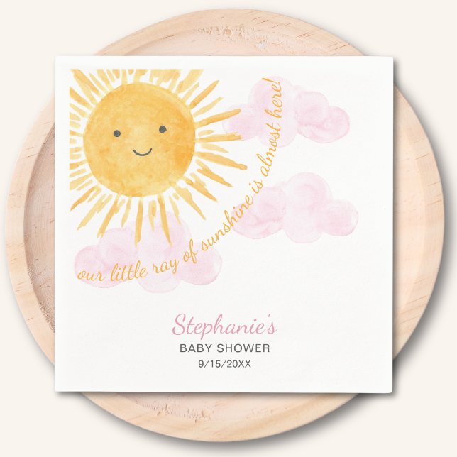 Guardanapo De Papel Nosso Pequeno Raio De Sol Chá de Bebê Menina (Criador carregado)
