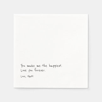 Guardanapo De Papel Nota de Amor Manuscrita | Casamento táctil