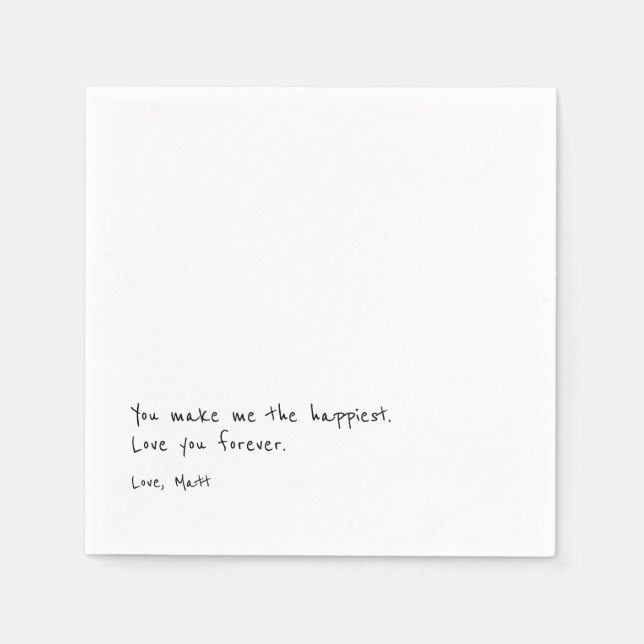 Guardanapo De Papel Nota de Amor Manuscrita | Casamento táctil (Frente)