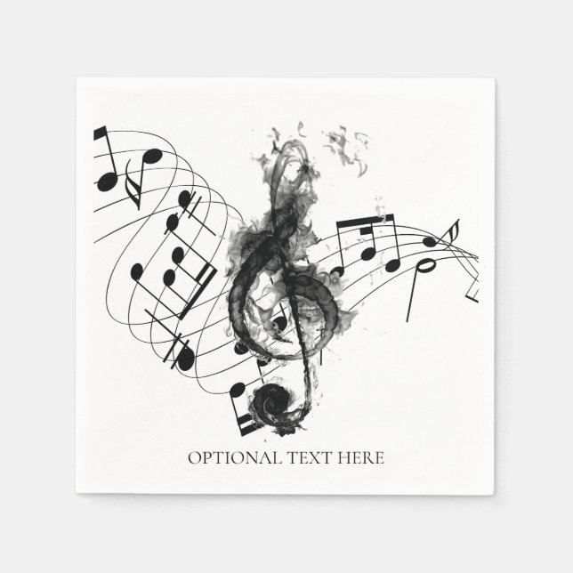 Guardanapo De Papel Nota de Música Preto e Branco de luxo Personalizad (Frente)