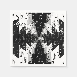 Guardanapo De Papel Notas de música de eco preto e branco