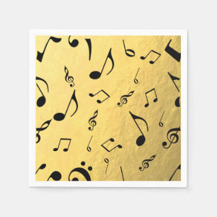 Guardanapo De Papel Notas de Música Gold Foil Napkins