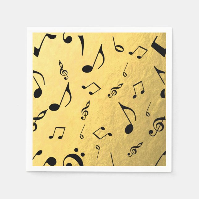 Guardanapo De Papel Notas de Música Gold Foil Napkins (Frente)