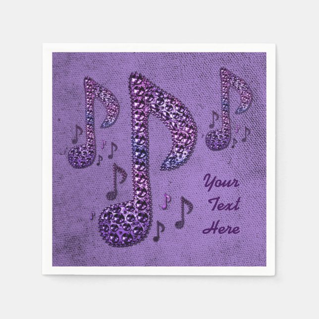 Guardanapo De Papel Notas de Música Purple Sparkle Napkins (Frente)