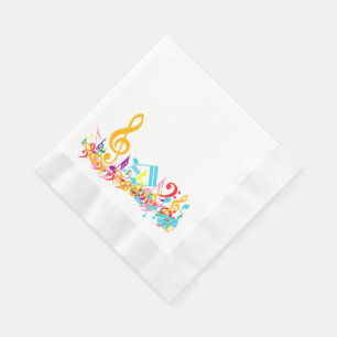 Guardanapo De Papel Notas musicais misturadas coloridas
