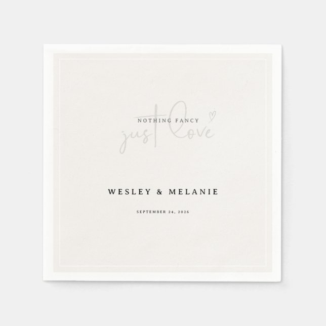 Guardanapo De Papel Nothing Fancy Just Love Beige Elegant Wedding (Frente)