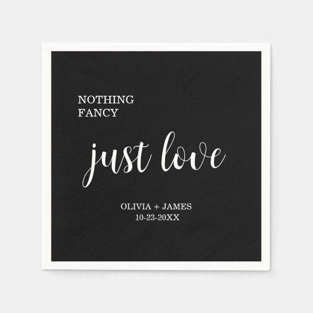Guardanapo De Papel Nothing Fancy Just Love Black Wedding   (Frente)