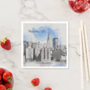Guardanapo De Papel Nova Iorque Manhattan Skyline