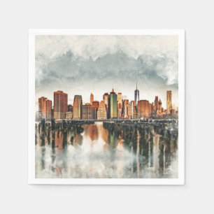 Guardanapo De Papel Nova Iorque Manhattan Skyline - mídia mista