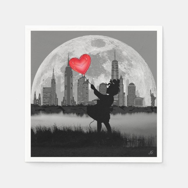 Guardanapo De Papel NOVA IORQUE Moon Full Moon Heart Baloon Paper Napk (Frente)