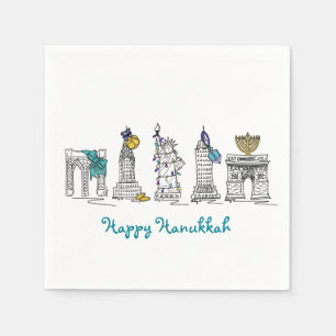 Guardanapo De Papel Nova Iorque NYC Happy Hanukkah Chanukah Napkins