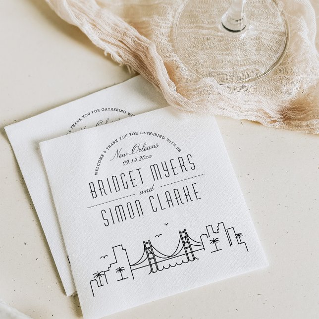 Guardanapo De Papel Nova Orleans Deco Skyline | Evento de Casamento Na (Criador carregado)