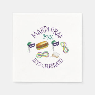 Guardanapo De Papel Nova Orleans Mardi Gras Beignet Miçanga Mask Po'Bo