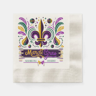 Guardanapo De Papel Nova Orleans Mardi Gras verde-roxo