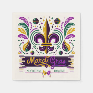 Guardanapo De Papel Nova Orleans Mardi Gras verde-roxo