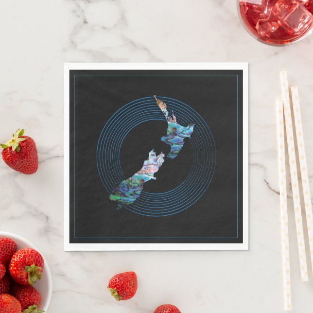 GUARDANAPO DE PAPEL NOVA ZEALAND MAP RINGS PAUA NAPKIN (Insitu)