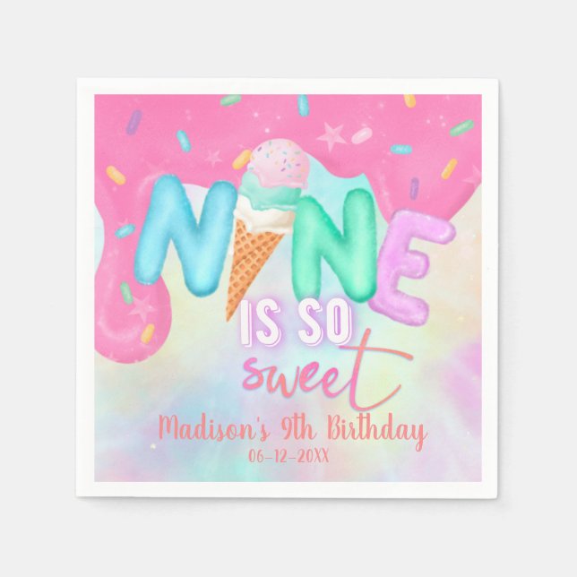 Guardanapo De Papel Nove é tão doce Glacé Rosa Napkins (Frente)