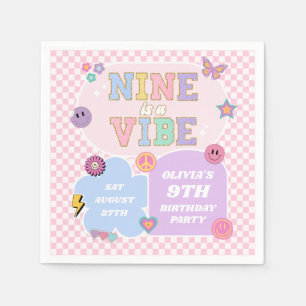 Guardanapo De Papel Nove é um Vibe Preppy Patch 9ª Festa de aniversári