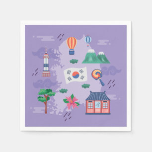 Guardanapo De Papel nove ícones da cultura coreana